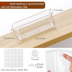 6 Pcs Large Clear Plastic Drawer Organizers Tray 6" x 6" Storage Bins with 25 Pcs Non-Slip Pads for Makeup, Jewelries, Kitchen Utensils, Bathroom and Office - size: 6"x6"