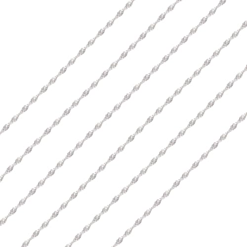 Elecrelive S925 Sterling Silver Chains 3.28 Feet Twisted Silver Singapore Chains 4.5x1mm with Velvet Bag for Men Women Jewelry Chain DIY Making - color: 925 Sterling Silver