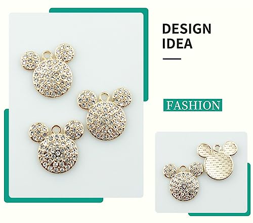 16-Pcs Crystal Jewelry Making Charms Silver Pendant Charm For Women Making Jewelry Crafts Rhinestone Charms - color: Mouse