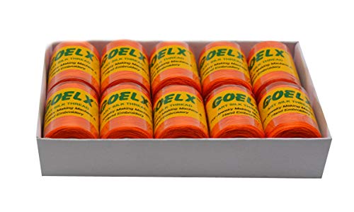 Goelx Silk Thread by Shade No for Jewelry, Tassel Making, Embroidery, Crafts, Shiny Soft Thread Spools - Orange - 62 DD - color: Orange - 62 DD