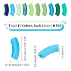 PH PandaHall 100pcs Acrylic Curved Tube Beads, 10 Style 35mm Opaque Chunk Spacer Beads Spring Summer Long Tube Noodle Slide Beads for St. Patrick’s Bracelet Necklace Jewelry Making - color: Green