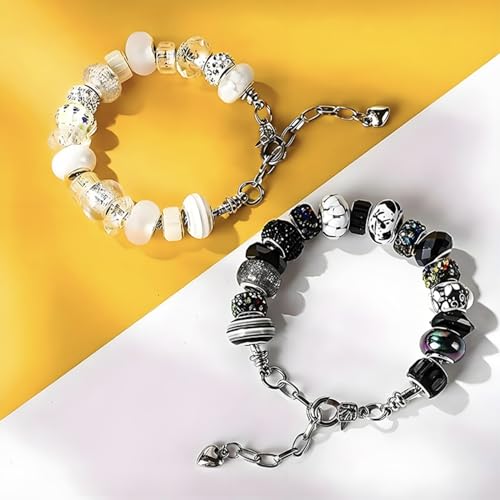 20pcs/Set Random Mixed Color European Style Acrylic Large Hole Beads Bracelet Spacer Beads for Bracelet Necklace Beading Handmade Accessories(SN345-Black)