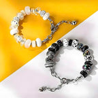 20pcs/Set Random Mixed Color European Style Acrylic Large Hole Beads Bracelet Spacer Beads for Bracelet Necklace Beading Handmade Accessories(SN345-Black)