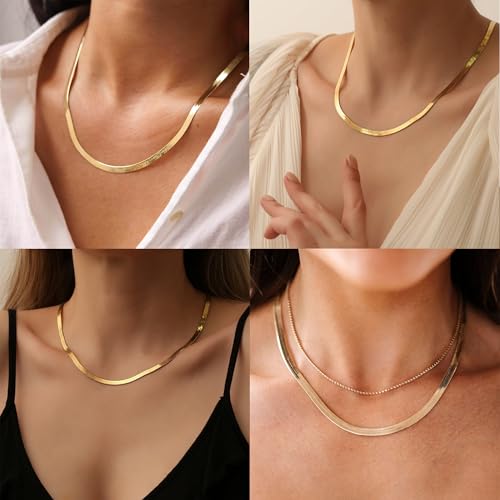 Gold Necklace for Women - Chunky 14K Gold Plated Chain Necklace Cuban Link Paperclip Chain Herringbone Statement Choker Necklace for Women Simple Trendy Jewelry Gifts - style: 6mm-snake chain-gd