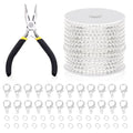 Swpeet 102Pcs Silver 3mm by 10 Yard Length Jewelry Making Chains Kit with Jump Rings, Lobster Clasps and Jewelry Plier, Necklace Chains Flat Cable Link Chain Bulk Ideal for DIY Craft Jewel Making - color: Silver