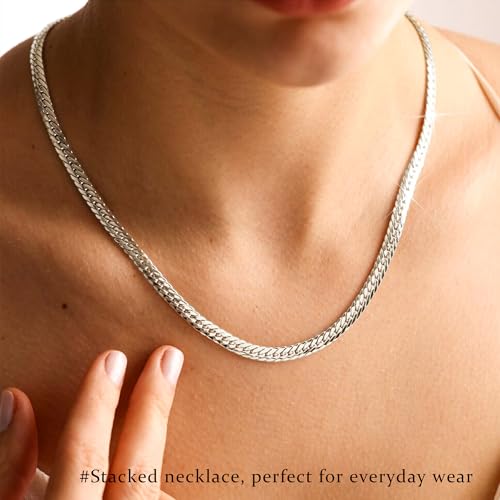 3PCS Gold Necklaces for Women,Chunky Statement Gold Plated Necklace Stack Layered Sterling Silver Herringbone Chains for Women Dainty Trendy Silver Chains Stacked Jewelry Gifts - color: silver cuban necklace set