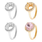 UNICRAFTALE 4Pcs 2 Colors 4 Prong Ring Blanks Adjustable Claw Prong Ring Blank Round Cubic Zirconia Ring Components Rhinestone Claw Prong Rings Settings Gemstones Ring Bases for DIY Jewelry Making 17.7-18m
