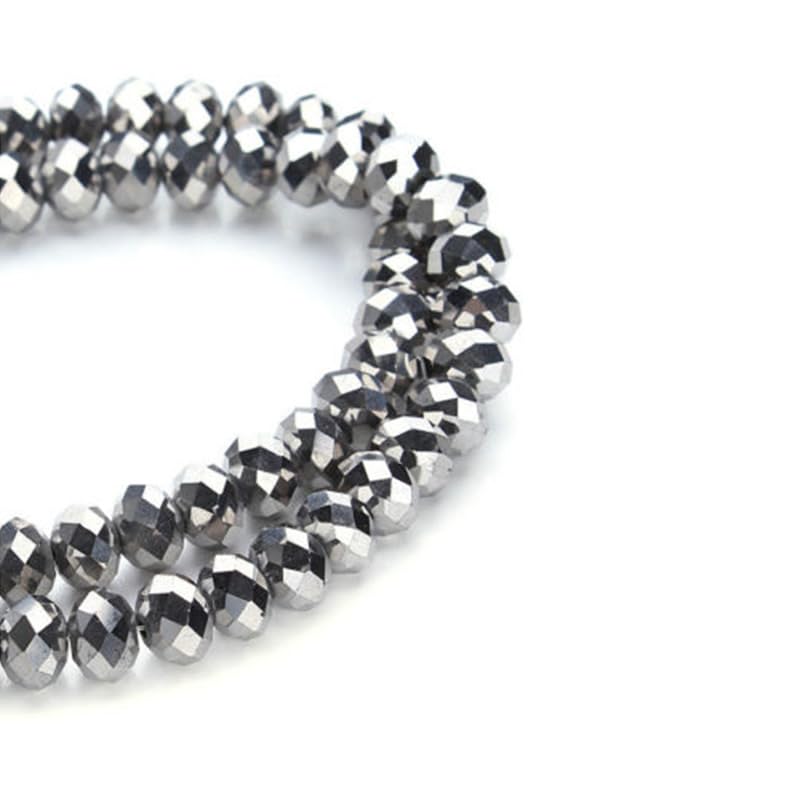 415pcs Rondelle Crystal Glass Beads 2mm 4mm 6mm 8mm Mixed Sizes, Faceted Briolette Spacer Czech Seed Loose Beads for DIY Jewelry Making (Silvery) - color: Silvery