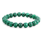 Crystal Vibe 8mm Beaded Bracelets For Women Men - Healing Crystal Bracelet - Adjustable Size - color: malachite