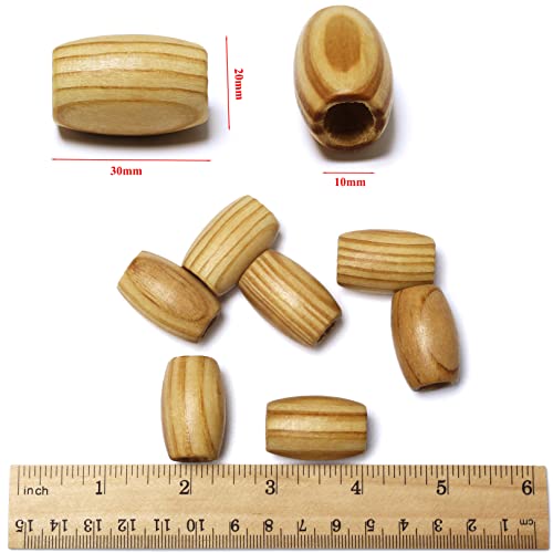 Striped Large Oval Wooden Beads - 20x30mm- 40 Beads- Hole 10mm- Quality Wooden Beads for Macrame Project/Garlands - color: 30x20mm, Striped#40pcs