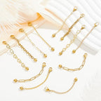 CRAFTYMELODY 12Pcs 18K Gold Necklace Extenders 6 Style Necklace Bracelet Extension Chains Neacklaces Extender Chain with Heart Charms Jewelry Findings for Jewelry Making