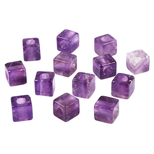 TUMBEELLUWA Stone Bead for Jewelry Making, Healing Crystal Large Hole Square Shape Loose Beads Pack of 15,Amethyst - color: #3 purple