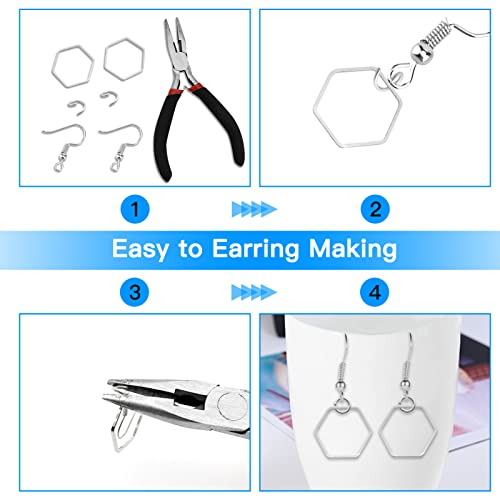 80 Pcs 4 Sizes Hexagon Open Bezel Blank Open Back Bezel Pendants Metal Frame Open Bezel Linking Ring for Dangling Earrings Necklace UV Resin Crafts DIY Jewelry Making (Silver) - color: Hexagon-silver