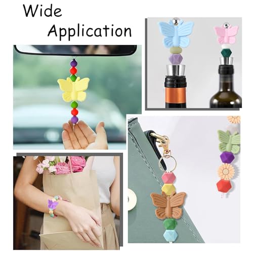 LiQunSweet 21 Pcs 21 Colors Butterfly Silicone Animal Focal Beads Spring Insect Animal Beads for Bracelet Jewelry Making Pens Lanyard Beadable DIY Craftings - color: Butterfly Silicone Focal Beads_21 Pcs