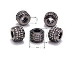 AD Beads Zircon Pave Rhinestones Rondelle Big Hole Bracelet Connector Spacer Beads 10pcs Mixed Color 6x7mm - color: 10pcs Mixed Color 3 Row Rondelle (6x7mm)