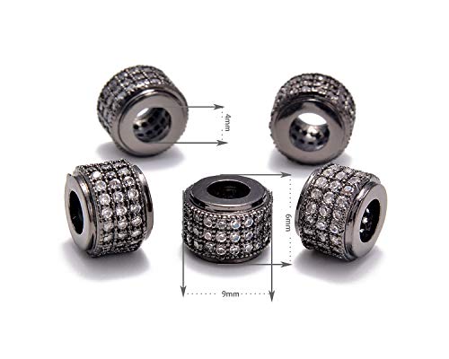 AD Beads Zircon Pave Rhinestones Rondelle Big Hole Bracelet Connector Spacer Beads 10pcs Mixed Color 6x7mm - color: 10pcs Mixed Color 3 Row Rondelle (6x7mm)