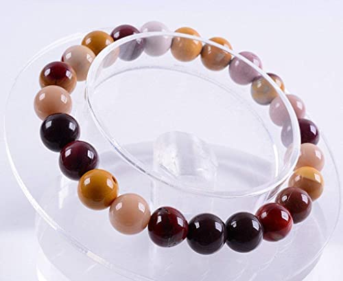 Angelstones Handmade Natural Healing Gemstone 8mm Round Beads Stretch Crystal Bracelet 7 Inch Unisex - color: Mookaite Jasper