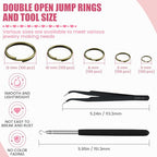 500 Pcs Double Open Jump Rings Kit, Zinc Alloy Mini Round Split Craft Jump Keychains Key Ring with Double Loops Connectors for Jewelry Making, Bracelets, Necklace, DIY (5, 6, 8, 10, 12mm) - color: Bronze