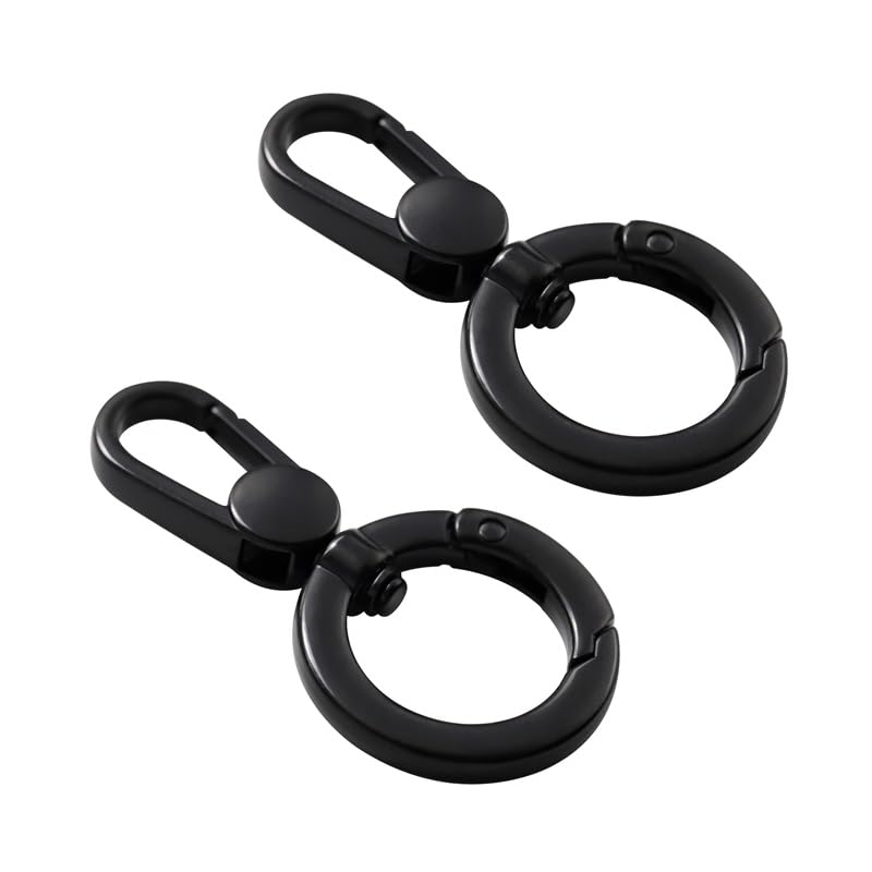 2pcs Double Opening Snap Hooks,Push Gate Snap Hook Metal Swivel Lobster Claw Clasp Purse,Backpack,Bag Strap,Keyring,Phone case (Matte Black) - color: Matte Black