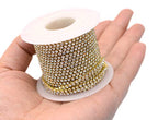 11 Yards 2mm Gold Crystal Rhinestone Close Chain Single Row Trimming Claw Chain Jewelry Crafts DIY (Gold) - color: Gold