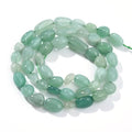 Green Aventurine Pebble Nugget Oval Free Tumbled Stone 6-8mm Natural Gemstone Loose Beads Approx 15.5 inch for DIY Jewelry Making - color: Green Aventurine
