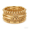 5Pcs Gold Bead Bracelets Set for Women,14K Gold Plated Stackable Bead Ball Bracelets Set,Adjustable Chunky Bangles Bracelets,Boho Stretch Bead Ball Bracelet for Women - color: 5Gold