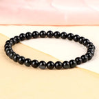 LPBeads Handmade Natural Gemstone Stretch Elastic Bracelet Healing Crystal Round Stone Beads Jewelry Gifts for Women Men - color: Black Obsidian, size: 6mm
