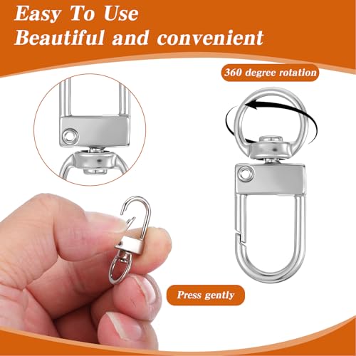 Xindojuz 30 PCS Metal Lobster Claw Clasps for Keychains and Jewelry Making, 360° Swivel Lanyards Snap Hooks Strap with Key Rings, Key Chains Connector Purses Straps Bag Charm DIY Accessories (Silver) - color: Silver