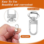 Xindojuz 30 PCS Metal Lobster Claw Clasps for Keychains and Jewelry Making, 360° Swivel Lanyards Snap Hooks Strap with Key Rings, Key Chains Connector Purses Straps Bag Charm DIY Accessories (Silver) - color: Silver