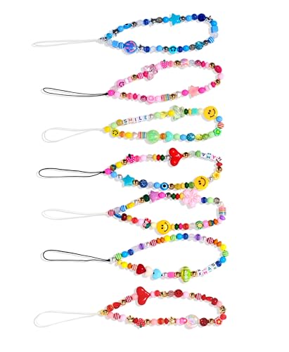 MYCUTEY DIY Phone Charm Making Kit with 657Pcs Colorful Pony,Letter,Football,Star,Flower Beads,Craft Supplies for Jewelry-Making,Necklace,Bracelet Personalized Name Making Gift for Women Kids Girls - color: Phone Charm Kit
