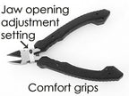 ENGINEER 4.75" Precision Mini Nippers Side Cutting Pliers, Professional Grade Flush Cutters, ESD Safe Grip Hardened Carbon Steel Jaws. Made in Japan. NS-04 - size: 120 mm