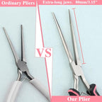 Extra Long Needle Nose Pliers For Jewelry Making 7 Inches Small Needle Nose Plier with Teeth for Fishing, Precision Jewelry Making Supplies for Small Object Gripping, Pink Tool for Women - style: Extra Long Needle Nose Pliers Serrated Jaws