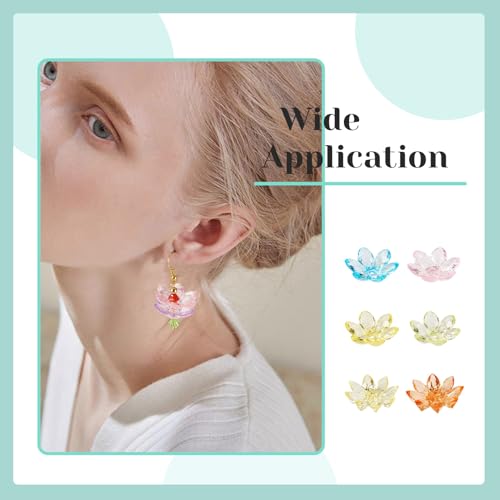 Beadthoven 54pcs Lotus Crystal Acrylic Beads Colorful Flower Bead Caps Spacer End Caps for Jewelry Making Earrings Bracelet DIY Crafts - color: Lotus Flower