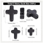 SUNNYCLUE 1 Box 90Pcs Black Cross Beads 3 Sizes Small Stone Cross Bead 10/16/20mm Mini Tiny Synthetic Turquoise Gemstone Beads Charms Easter Holiday Pocket Crosses for Jewelry Making Kits - color: 90pcs 10/16/20mm Black Cross Beads