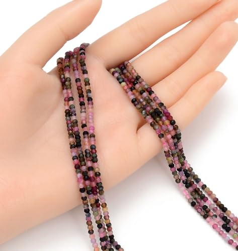 Adabele 15 Inch Natural Pink Tourmaline Healing Gemstone 3mm x 2mm Tiny Small Faceted Round Rondelle Loose Beads Stone Spacer (160-170pcs) for Craft Jewelry Making GK-A1 - color: Pink Tourmaline, size: 3mm x 2mm - 15 inch/1 strand