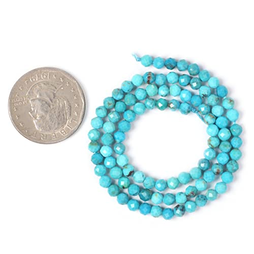 AA Natural Turquoise 4mm Faceted Round Beads Loose Beads 16 Inch for Jewelry Making Beads - color: AA Natural Turquoise