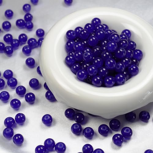 Jabrand 145pcs Glass Beads, 8mm Glass Beads for Barcelet and Jewelry Making DIY Crafts (Navy Blue) - color: Navy Blue