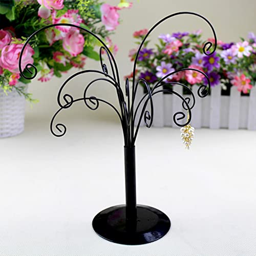10.6 inch Ornament Tree Display Stand Rotating Decor, Decorative Black Metal Tabletop Display Stand Features Multiple Hooks, Display Rack for Ornaments Glass Globes Balls and Small Craft Items (2PCS) - color: 2pcs