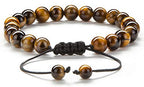 Hamoery Men Women 8mm Tiger Eye Stone Beads Bracelet Elastic Natural Stone Yoga Bracelet Bangle - color: Tiger Eye Stone-21018