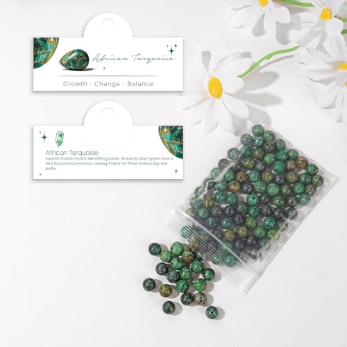 Raicegs 100pcs 8mm African Turquoise Beads Natural Gemstone Beads Round Loose Beads for Jewelry Making DIY Bracelets Necklace - color: African Turquoise, size: 8mm Round