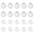 FASHEWELRY 10 Sets Stainless Steel Flat Round Bezel Pendant Trays with Half Round Glass Cabochon Clear Dome for DIY Jewelry Making - color: 16mm-10 Sets
