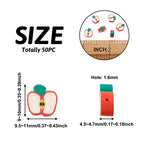50PCS Handmade Polymer Clay Beads Apple Slice Shape Loose Bead Fruit Theme Spacer Beads Apple Bracelet Bead for DIY Bracelet Necklace Earring Charm Anklets Keychain Gifts Jewelry Making Hole 1.6mm - color: Apple Slice