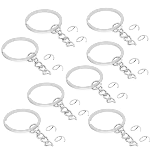 100Pcs Keychain Key Ring with Chain Bulk Split Key Chain,1.1 Inch Key Chains Parts with Open Jump Ring Connector for Jewelry Making Crafts (White K) - color: 100Pcs White K