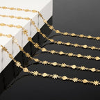 KYUNHOO 4.3 Yard Stainless Steel Heart Chain for Jewelry Making Gold Plated Flower Chains Bulk with Lobster Clasps and Jump Rings for Necklace Bracelet Crafting - color: FLower Gold