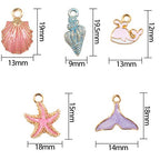 AUEAR, 30 Pack Ocean Starfish Conch Seashell Enamel Charms Pendants for DIY Jewelry Making (Ocean Style 2) - color: Ocean Charms 2, size: 30 Pack