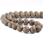 RUBYCA Round Dyed Electroplated Druzy Agate Quartz Crystal Gemstone Beads (1 Strand, Brown, 8mm) - color: Brown, size: 8mm