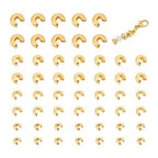 UNICRAFTALE 120pcs 4 Sizes Stainless Steel Crimp Beads 3/4/5/6mm - Golden Half Round Open Knot Covers for DIY Bracelet Necklace Jewelry Making - size: 4 Sizes