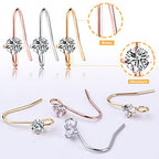 30pcs 3 Colors French Diamonds Earring Hooks Brass Ear Wire Fish Hook Earrings Hypo-allergenic Elegant Dangle Earrings for DIY Jewelry Crafts Making Wedding Prom - color: Silver/Gold/Rose Gold