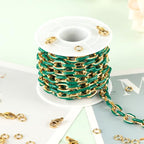 UMAOKANG 6.6 Feet Gold Plated Stainless Steel Chain Green Enamel Paperclip Jewelry Chain Roll Oil Drip Decoration Craft Chains Bulk - color: Green