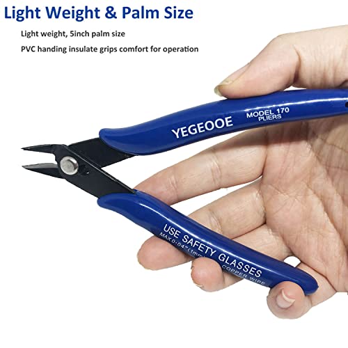 Flush Wire Cutter, 10PACK Diagonal Cutting Pliers, 5inch Side Cutter, Nippers, Small Wire Cutters, Shear Cutters, Wire Snips for Electronic Floral Wire Model Sprue Soft Copper, Blue - style: blue wire cutters x 10